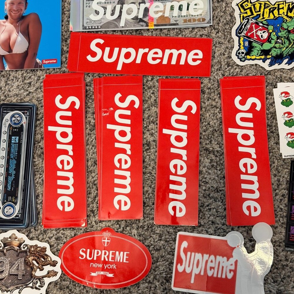 Supreme Sticker Lot 84 Pcs Box Logo 100 Bill Bikini Radio Art Stickers Authentic - Picture 2 of 14